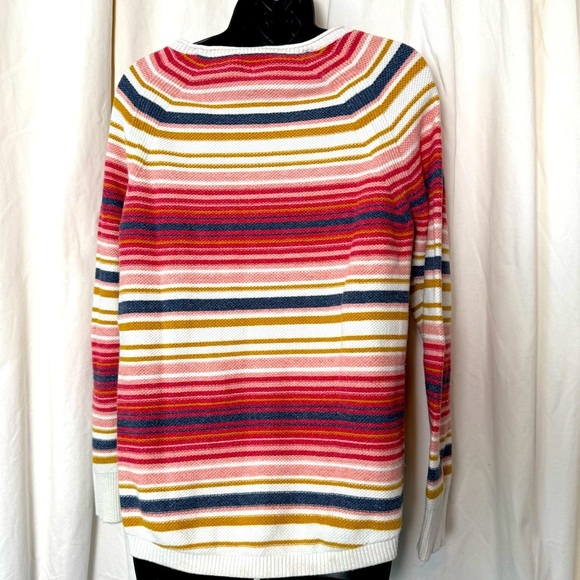 L.L. Bean Women's L Colorful Striped Textured Knit Sweater Size L PTP 21" - Picture 5 of 5